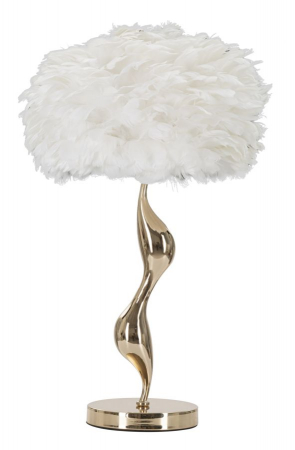Veioza Abajur Alb cu Pene CreativDeco - Lampa de Masa Eleganta