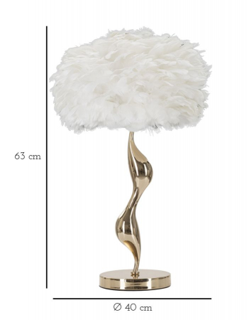 Veioza Abajur Alb cu Pene CreativDeco - Lampa de Masa Eleganta [6]