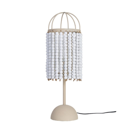 Colectia noua - Veioză albă decorativă din MDF și metal cu mărgele suspendate 19 x 19 x 61 cm