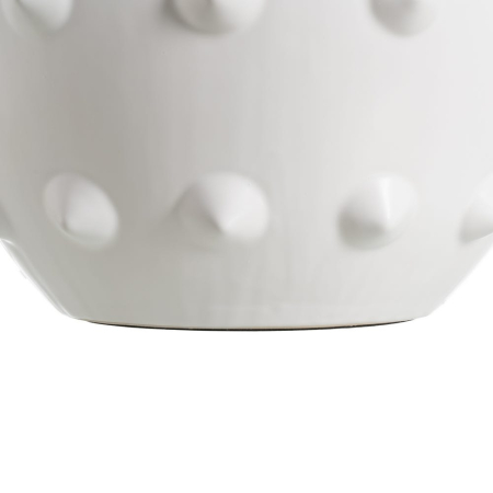 Veioză albă-neagră din ceramică cu textură în relief și abajur conic [7]