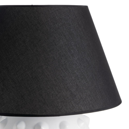 Veioză albă-neagră din ceramică cu textură în relief și abajur conic [2]