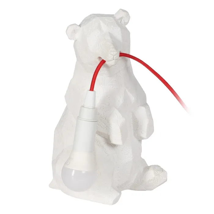 Veioza Bear Alb, Polirasina - creativdeco.ro