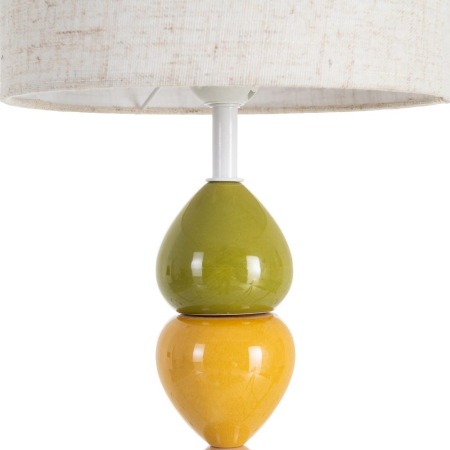 Veioză colorată cu bază ceramică și abajur textil – fotografie produs principal [2]