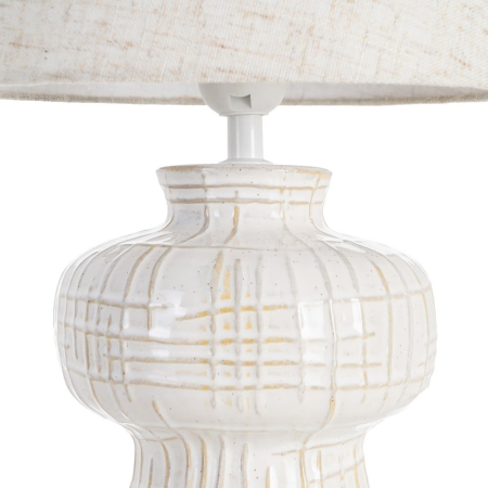 Veioză cu bază ceramică albă și abajur textil – fotografie produs principal [2]