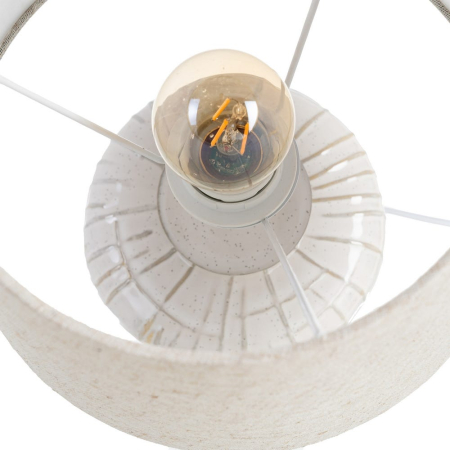 Veioză cu bază ceramică albă și abajur textil – fotografie produs principal [5]