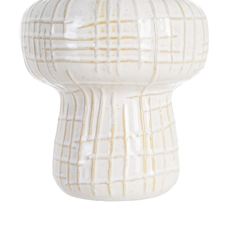 Veioză cu bază ceramică albă și abajur textil – fotografie produs principal [4]