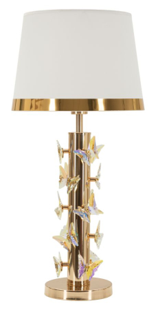 Iluminat in Stil Glam - Veioză fluture auriu decorativ abajur alb