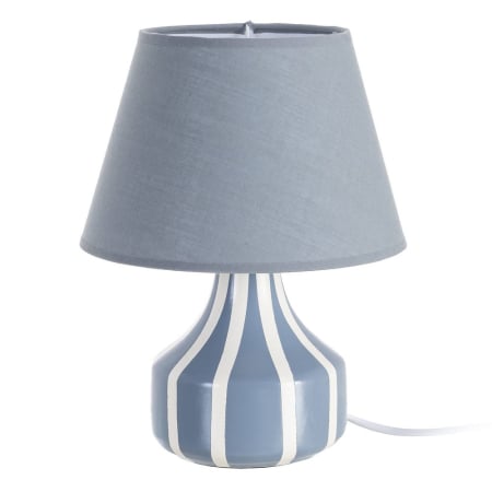 Veioză din ceramică albastră cu abajur textil conic – fotografie produs principal Colectia noua - Veioză din ceramică albastră cu abajur textil conic – fotografie produs principal