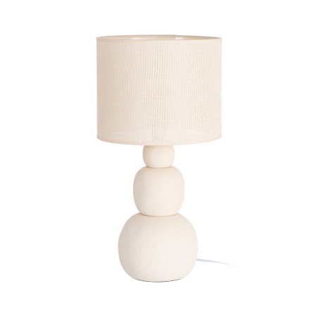 Corpuri de iluminat - Veioză din ceramică crem cu bază rotunjită și abajur texturat