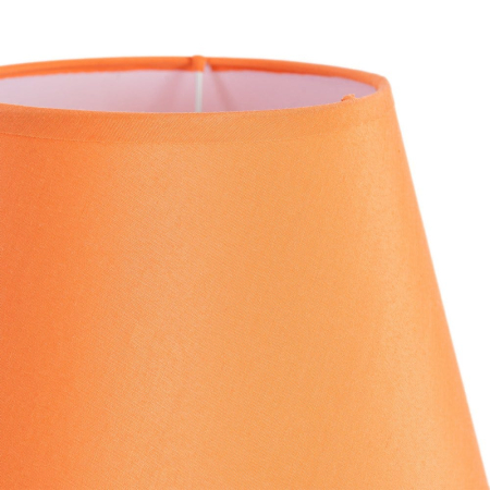 Veioza din ceramică portocalie cu dungi albe și abajur textil conic – imagine principală [1]