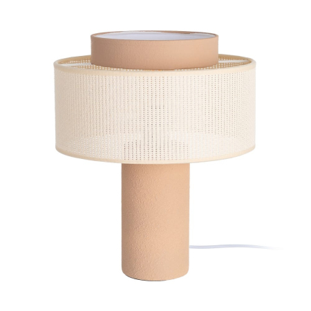 Corpuri de iluminat - Veioză din ceramică teracotă cu abajur dublu texturat tip ratan