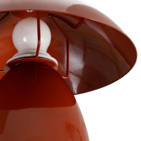 Veioză din metal cărămiziu cu bază ovală și abajur în formă de ciupercă – fotografie produs principal [4]