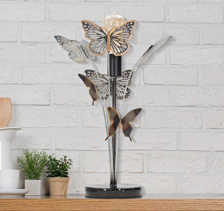 Veioza Fluturi, fier, negru/auriu/argintiu - creativdeco.ro [1]