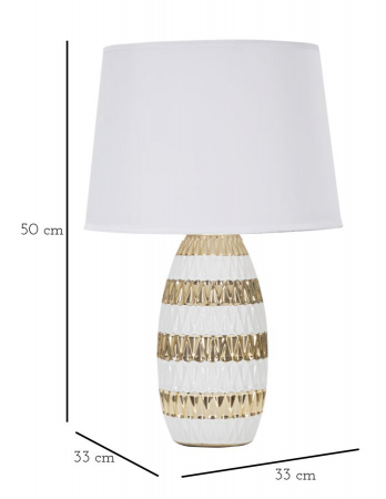Veioza Glam Mix, ceramica/metal/textil, auriu/alb, Mauro Ferretti [5]