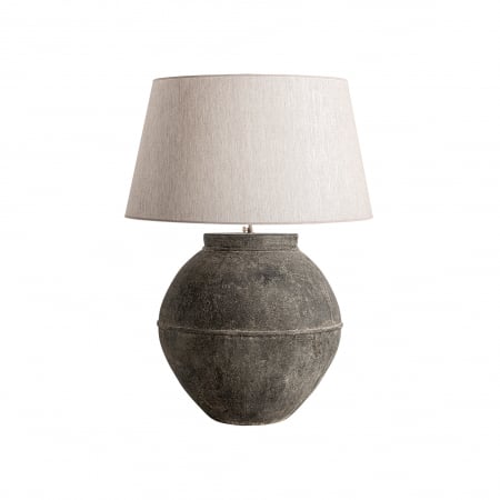 Corpuri de iluminat - Veioza inalta vintage teracota alb negru|Veioze decorative rustice