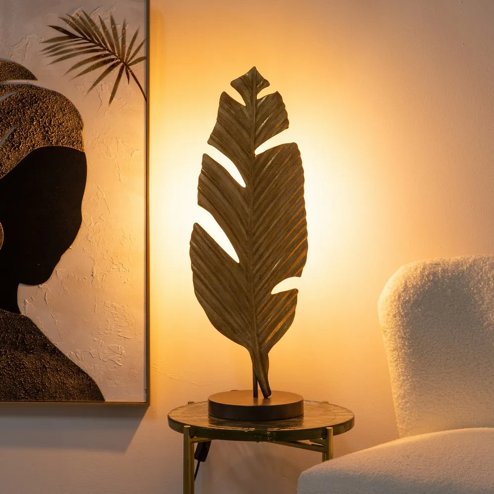 Veioza Leave, Metal, Negru Auriu - creativdeco.ro [1]