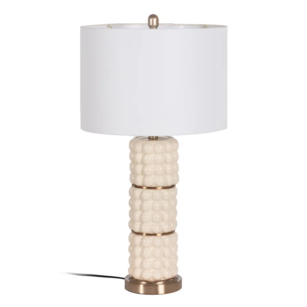 Veioze, Lampi de Birou - Veioza Living de Design Alb-Auriu din Ceramică și Metal - creativdeco.ro