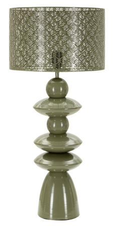 Corpuri de iluminat - Lampă de masă din metal verde cu abajur decupat