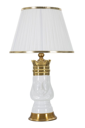 Veioza ceramica alba | Lampa de masa motiv sah CreativDeco