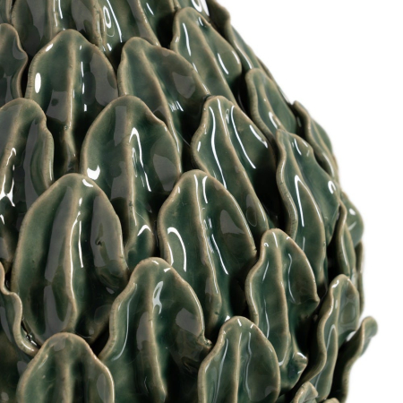 Veioză verde din ceramică cu relief frunze și abajur textil [4]