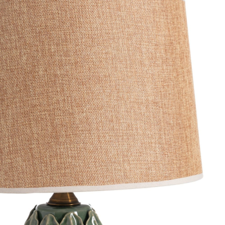 Veioză verde din ceramică cu relief frunze și abajur textil [2]