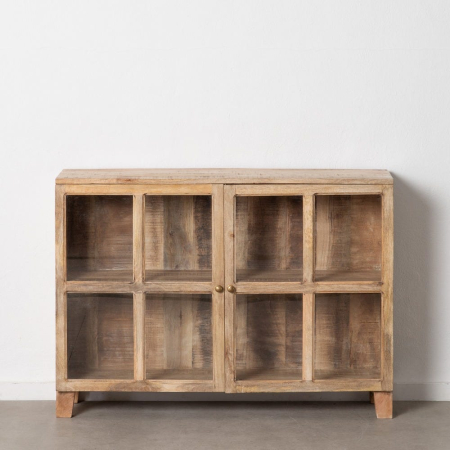 Mobilier - Vitrină mango natural două uși sticlă