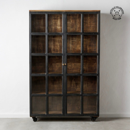 Mobilier - Vitrină industrială mango negru sticlă