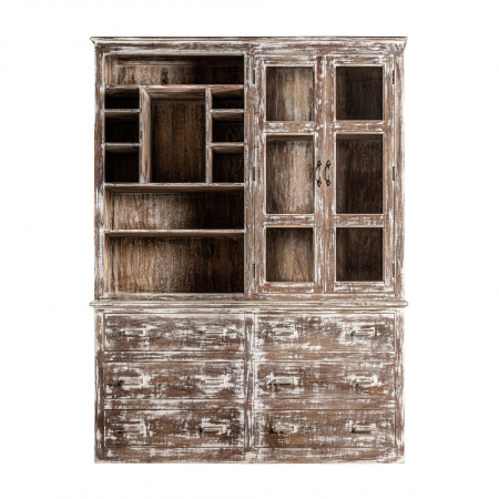 Vitrine - Vitrina rustica lemn mango alb maro|Vitrine elegante