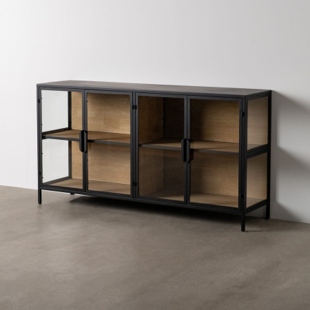 Comode si Bufete - Vitrină metalică neagră industrială MDF