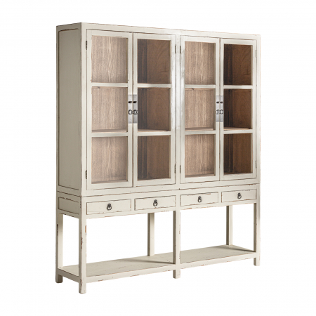 Vitrina provensala lemn ulm alb antic|Vitrine luminoase [1]