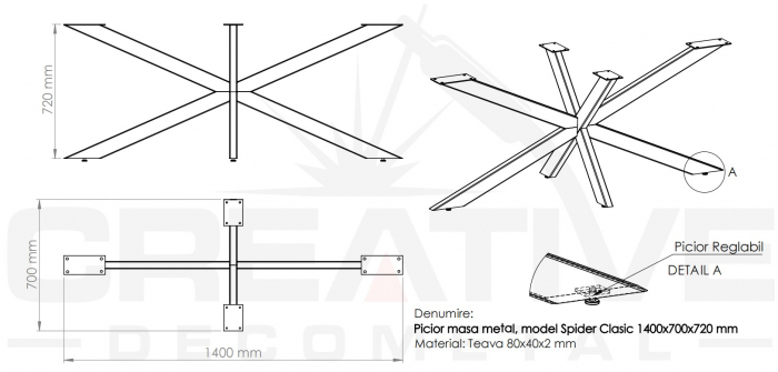 picioare masa metal spider negru [8]