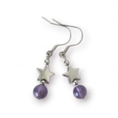 Hematit - Cercei din Ametist si Hematit