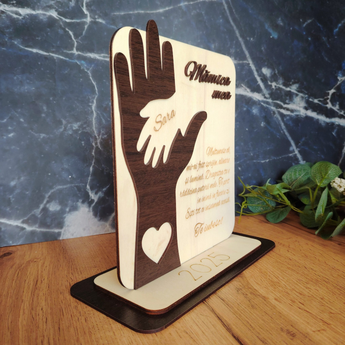 Decoratiune din lemn si mdf pentru Mama, 23x23cm [2]