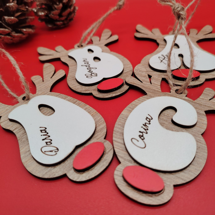 Decoratiune din mdf Ren cu agatatoare, personalizabil 10x7cm [2]