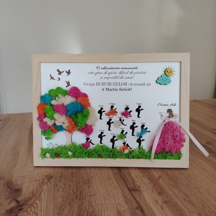 Tablou cu licheni Pentru o educatoare de poveste, 23x32cm [2]