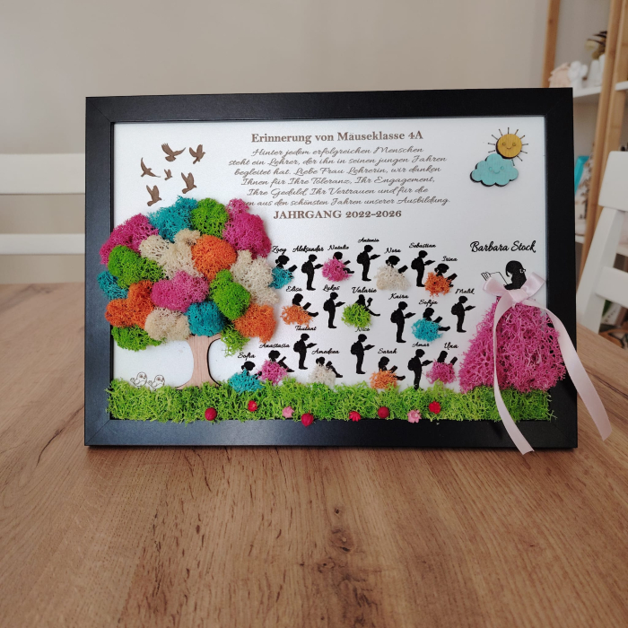 Tablou cu licheni Pentru o educatoare de poveste, 23x32cm [4]