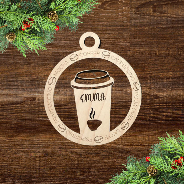 Decoratiune din lemn Glob pahar cafea 10cm [2]