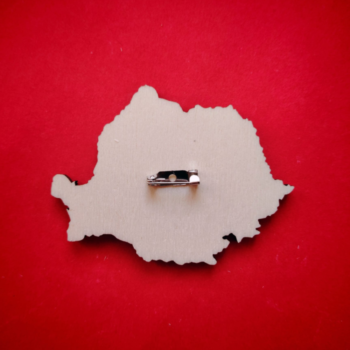 Ecuson din lemn Harta Romaniei 7x5cm [2]