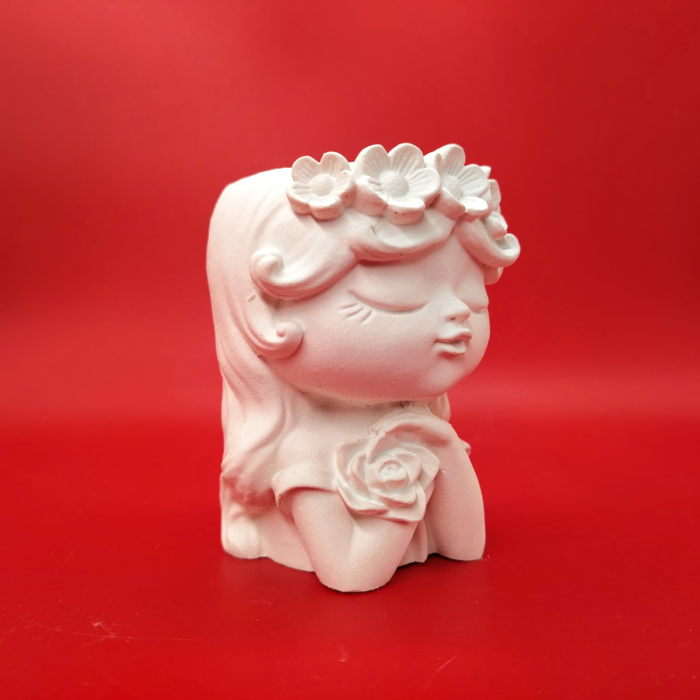 Decoratiune din ipsos Fetita cu flori, 9x7cm [2]