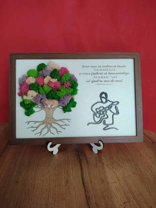 Tablou din MDF Chitarist, cu licheni, cu suport din lemn, 30x20cm [1]