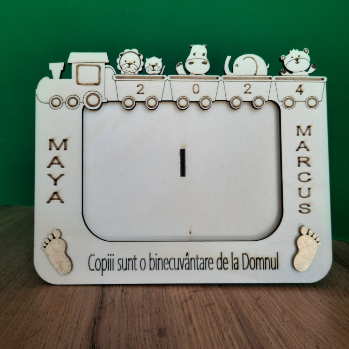 Rama foto din lemn pentru Nou Nascut, 21x17cm, personalizabila [2]