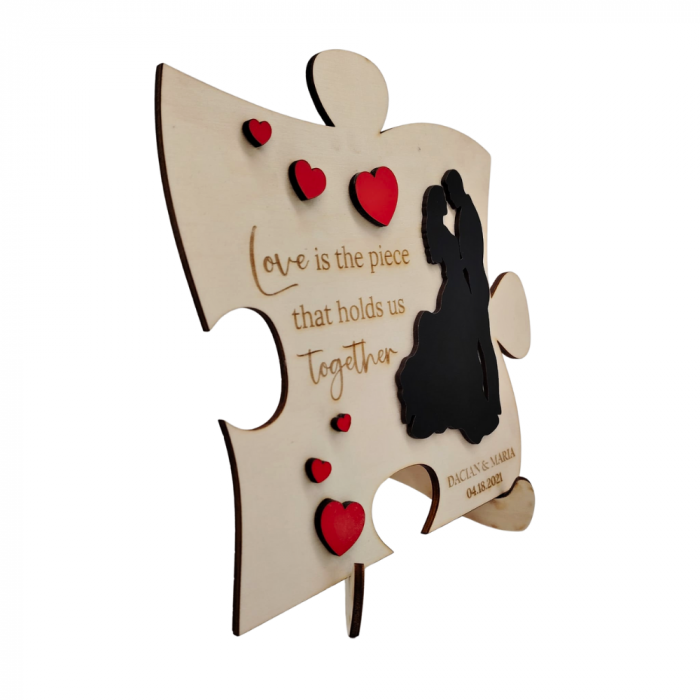 Decoratiune din lemn Cuplu, cu suport, personalizabila, 19x20cm [3]