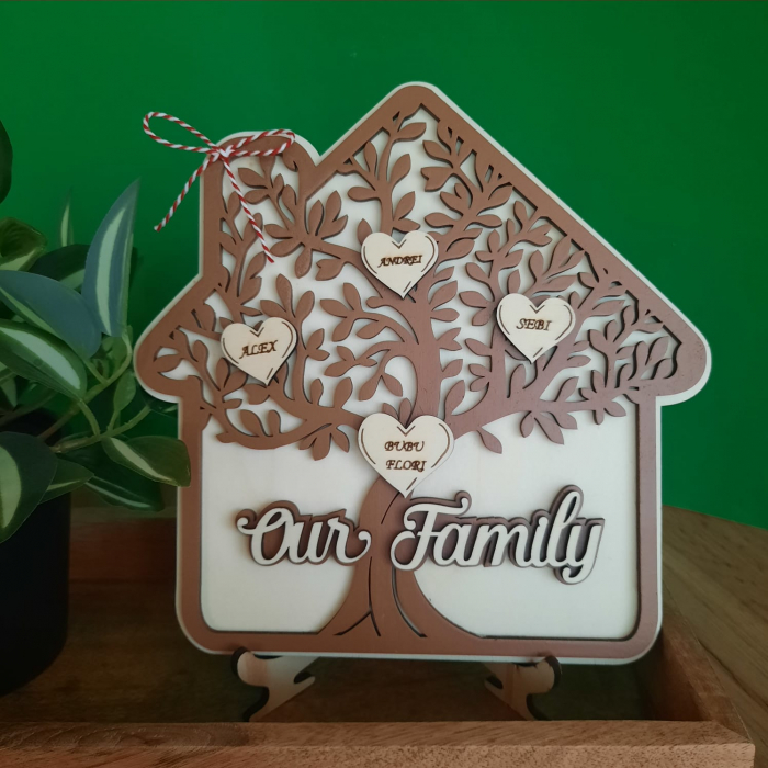Decoratiune Casuta cu arborele familiei  20x20cm [1]