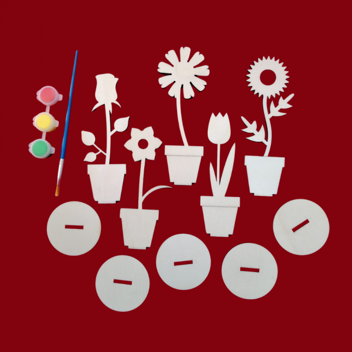 Set 6 flori din lemn, 14.5x6cm [2]