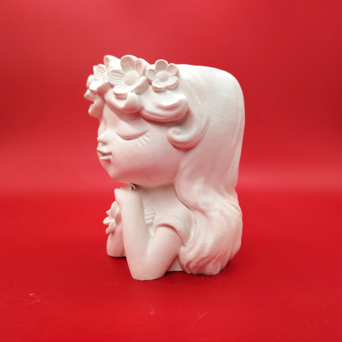 Decoratiune din ipsos Fetita cu flori, 9x7cm [3]