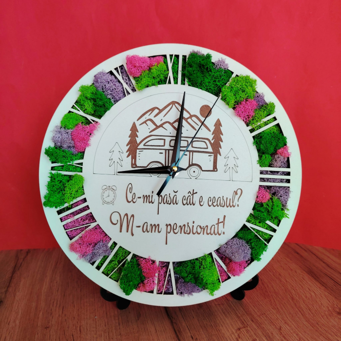 Ceas din MDF cu licheni, pentru perete, 30cm [1]