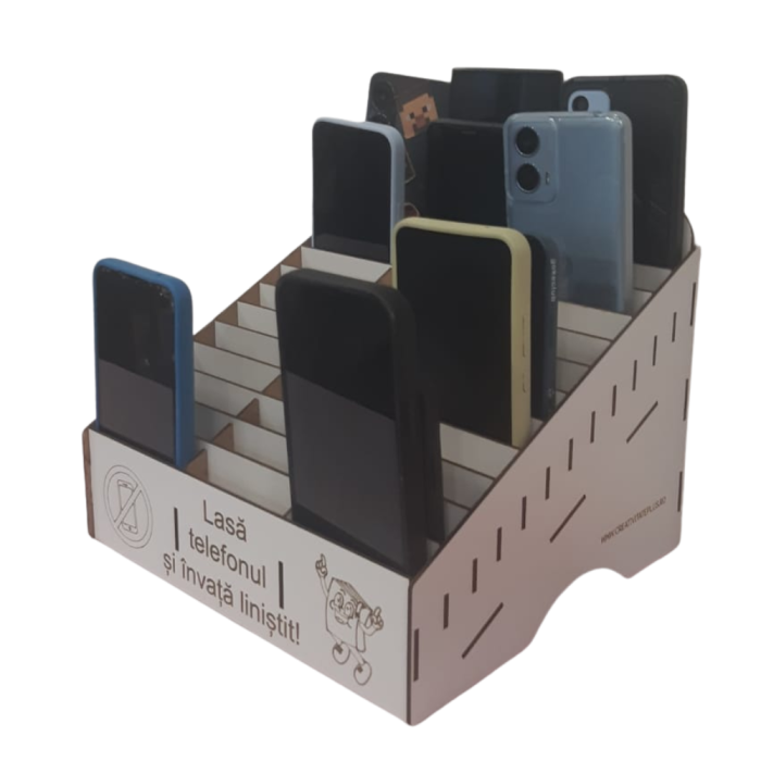 Cutie pentru depozitat 36 telefoane PHONE JAIL, din mdf, 26x26x19cm [6]