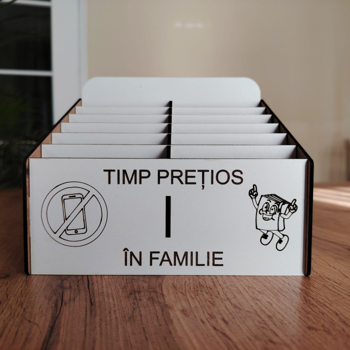 Cutie pentru depozitat 12 telefoane PHONE JAIL, din mdf, 18x14x17cm [2]