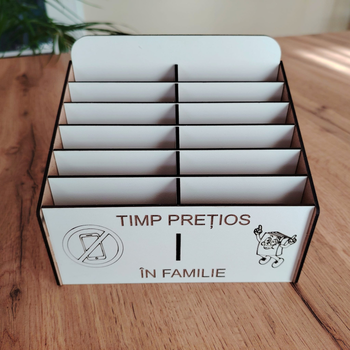 Cutie pentru depozitat 12 telefoane PHONE JAIL, din mdf, 18x14x17cm [5]