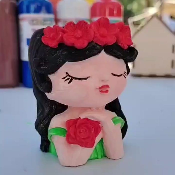 Decoratiune din ipsos Fetita cu flori, 9x7cm [6]